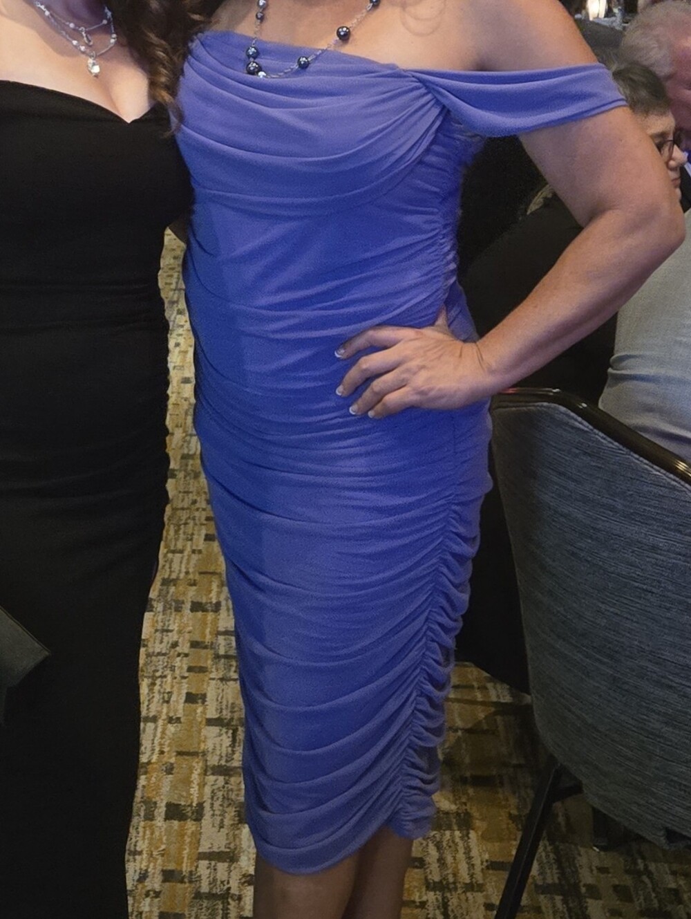 Lavender (Grey Purple)     Off the Shoulder Evening Gown